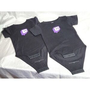 Set of 2 Rabbit Skins Black Creeper Bodysuits Purple Minecraft Twitch Logo - 6MO